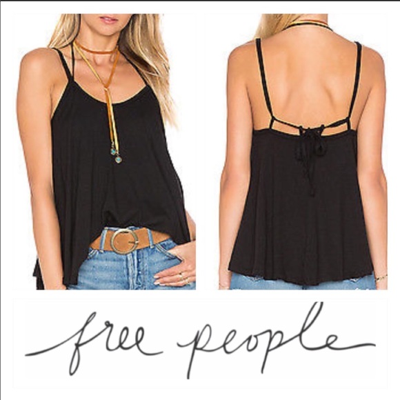Free People Tops - Free People So In Love Strappy Tank Top Black Sz M